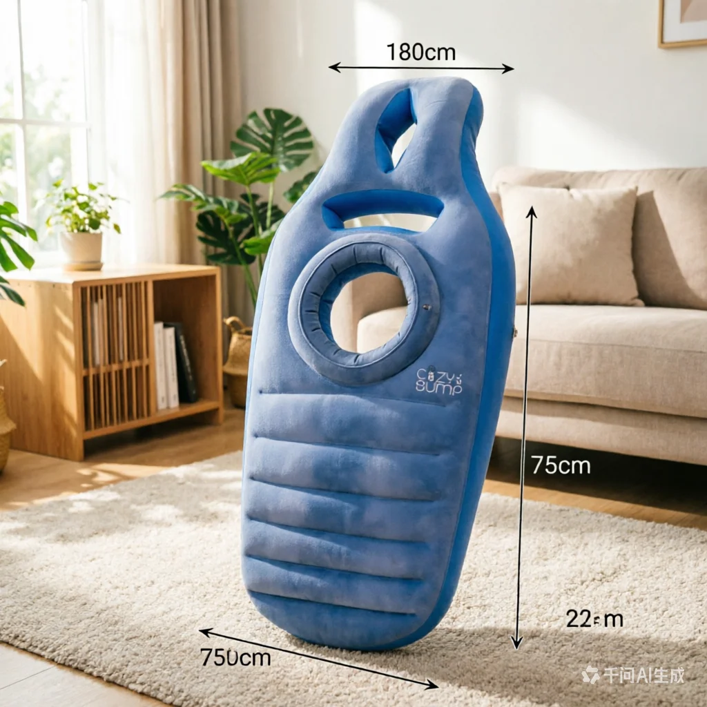 PVC 플록 가공 풍선형 임산부 침대, 구멍이 있는 휴대용 임신 지원 쿠션, 가정, 여행, 스파용 소프트 에어 매트리스