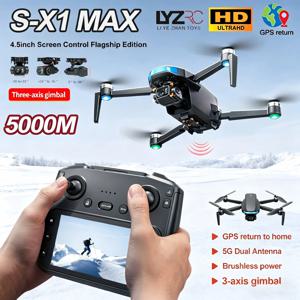 새로운 S-X1 MAX GPS 드론 4K 전문가용 카메라 3축 짐벌 항공 5G FPV 브러시리스 5KM 릴레이 이미지 전송 보안 드론