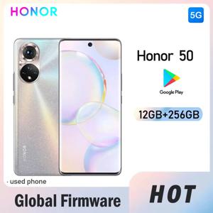 글로벌 펌웨어 HONOR 50 5G 스마트폰 6.57인치 4300mAh 배터리 108MP+32MP 카메라 RAM 12GB ROM 256GB 2340x1080px 중고폰
