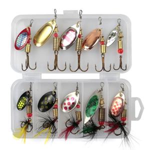 금속 스푼 스피너 낚시 미끼 10pcs 세트 Spoonbait Crankbaits 파이크 크로 셰 뜨개질 키트 인공 미끼에 대한 낚시 Wobblers