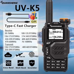 Quansheng UVK5 워키 토키 50-600 MHz 풀 밴드 유형 C 충전기 AM DTMF 스크램블러 NOAA UVK6 K58 UV-5R Plus FM Ham 양방향 라디오