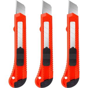 3팩 유틸리티 나이프 박스 커터, 접이식, 소형 박스 나이프 (카톤, 판지 및 상자용), 10개입 18mm 와이드