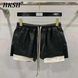 HKSH 여성용 타이드 RO 스타일 PU 가죽 반바지, 편안한 스트리트 웨어 패션 포켓, 다용도 다크 시크 Y2K 펑크 카프리 H2512, 신제품