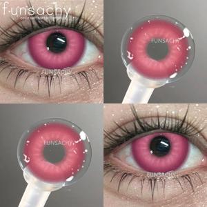 FUNSACHY 1 쌍 다채로운 코스프레 콘택트 렌즈 for Eyes 컬러 패션 핑크 콘택트 렌즈 녹색 화장품 학생 연간 레드 렌즈