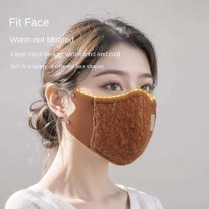 롤링 벨벳 여성 겨울 따뜻한 마스크 방풍 따뜻함 도구 두꺼운 3D 3차원 마스크 소프트 스토리지 열 사이클링 마스크