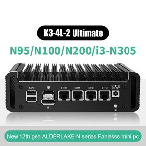방화벽 어플라이언스 컴퓨터 팬리스 미니 PC VPN 서버 라우터 PC, Alder Lake i3 N305 N355 N100 N150 4x Intel i226-V 2.5G, 12 세대