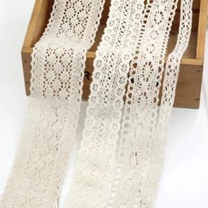 아이보리 화이트 코튼 레이스 트림 리본 DIY 바느질 장식을위한 수 놓은 패브릭 테이프 수제 DIY 공예 재료 머리 머리 장식