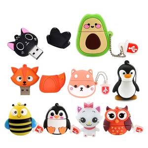귀여운 만화 동물 펭귄 고양이 올빼미 64GB USB 플래시 드라이브 8GB 16GB 32GB 사자 펜드라이브 USB 2.0 메모리 스틱 공룡 펜 드라이브