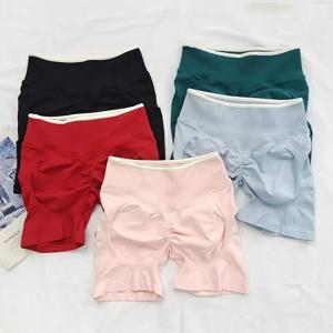 섹시한 심리스 컬러 블록 요가 반바지, 타이트핏 피치힙 리프팅 스포츠, 여성용 아웃도어 러닝 및 피트니스 팬츠