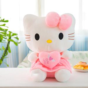 24cm 산리오 키티 고양이 봉제 인형 베개 귀여운 애니메이션 키티 고양이 봉제 인형 부드러운 만화 귀여운 핑크 인형 생일 선물 소녀용