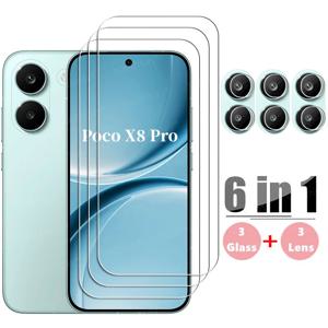포코 X8 프로용 풀 글루 글래스 강화유리 포코 X8 프로 스크린 보호필름 HD 보호폰 카메라 렌즈 필름 포코 X8 프로