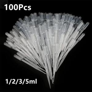 100개/세트 실험실 피펫 1ml 2ml 3ml 5ml 플라스틱 일회용 눈금형 용기 액체 드로퍼 장비 스트로우 메이크업 도구