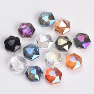 육각형 모양의 면처리된 크리스탈 유리 12mm 16mm 20mm 22mm 루즈 크래프트 비즈, 쥬얼리 제작 DIY 공예 재료