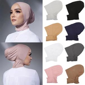 여성용 이슬람 내부 모자 Hijab 솔리드 언더 스카프 Hijab 언더 캡 스카프 터번 모자 이슬람 무슬림 Hijabs 헤드 커버 착용 준비 완료