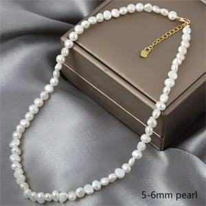 여자를위한 진짜 자연 바로크 담수 진주 초커 목걸이 여자 선물 인기 AA 5-6mm 8-9mm 진주 보석 목걸이