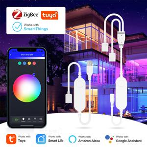 DC5V 12V 24V RGB RGBW RGBCW Zigbee 3.0 컨트롤러 4PIN 5PIN Tuya LED 스트립 컨트롤러 조광기 Alexa Google SmartThings와 함께 작동