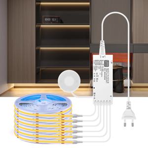 12V COB LED 스트립 빛 320LED/M 침투 가능한 나무 손 모션 센서 터치 조광기 스위치 DIY 선반 식료품 저장실 쇼케이스 백라이트 램프