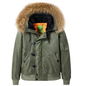 남성용 파일럿 재킷, 모피 칼라, 따뜻한 밀리터리 폭격기 재킷, 후드 파카, 두꺼운 야외 바람막이 하이 퀄리티, 남성 의류, 겨울