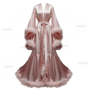 여성용 맞춤형 플레어 슬리브, 신부 로브, 실크 롱 웨딩 스카프, 원피스 가운, 사진 원피스