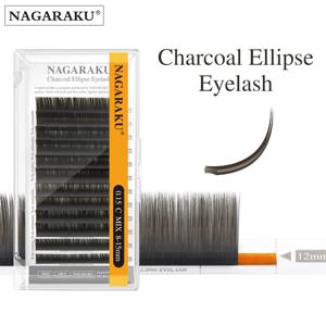 NAGARAKU 플랫 타원형 속눈썹 분할 팁 매트 그레이 블랙 컬러 슈퍼 소프트 젠틀 천연 속눈썹 연장 플랫 모양 속눈썹