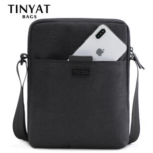 TINYAT 남성용 가방 라이트 캔버스 숄더 백 7.9 'Ipad 캐주얼 크로스 바디 백 남성용 방수 비즈니스 숄더 백 0.13kg