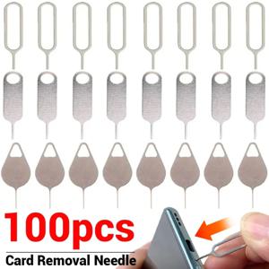 100-1PCS 금속 꺼내기 Sim 카드 트레이 오픈 핀 키 도구 아이폰 16 15 삼성 Xiaomi 애플 iPad 태블릿 범용 제거 바늘