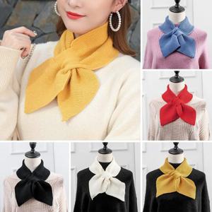 니트 크로스 스카프 여성 따뜻한 캐주얼 터틀넥 넥 워머 분리형 겨울 방풍 스웨터 Bowtie 스카프