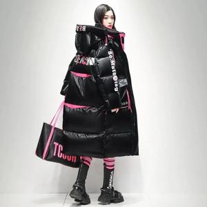 겨울 코트 루즈한 오버 니 롱 파카, 두꺼운 겉옷, 워시 프리 광택 코트, 컬러풀 의류, 화이트 덕 다운 재킷, 신상