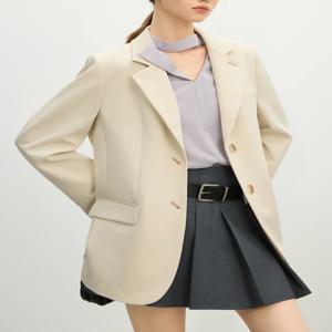 FSLE 여성용 다용도 우아한 스타일 블레이저 재킷 2025 신상 유니크 디자인 오피스 루즈핏 탑 그린 시크 코트 25FS11075