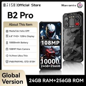 IIIF150 B2 프로 러기드 모바일 폰 MTK G99 120Hz 6.8'' 디스플레이 24GB RAM 256GB ROM 108MP 카메라 울트라씬 러기드 10000mAh
