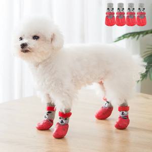개 고양이 부츠 신발 양말 조절 가능한 방수 통기성 및 미끄럼 방지 밑창 전천후 실내 실외용 발 보호