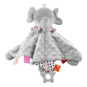태그가있는 신생아 아기 보안 담요 코끼리 Teether 딸랑이 모바일 부드러운 담요 아기를위한 장난감 박제 동물 선물