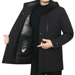 남성용 탈부착 라이너 & 모자 푸퍼 코트 비즈니스 캐주얼 후드 화이트 덕다운 재킷 2026 겨울 아웃웨어 방풍 탑 파카