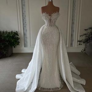 신부를위한 스팽글 인어 웨딩 드레스 연인 목 레이스 비즈 Vestidos De Noiva Sereia 신부 가운 매력적인 맞춤형