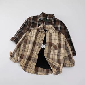 1PCS 가을 블라우스 & 셔츠 신상 봄 남아 셔츠 체크무늬 긴팔 아동 패션 상의 남자아이 멋진 봄 재킷 셔츠
