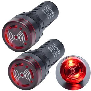 22mm 패널 지름 AD16-22SM AC DC 12V 24V 110V 220V 플래시 신호등 빨간색 LED 활성 부저 경고음 표시등 녹색 노란색