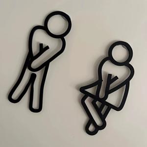 남성 여성을위한 재미 있은 욕실 표지판 크리 에이 티브 2D 플랫 화장실 문 장식 레스토랑 호텔 카페 화장실 간판 벽 스티커