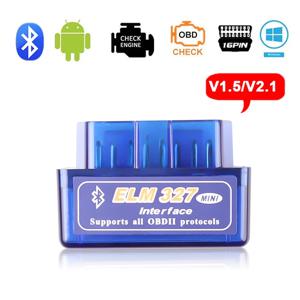 미니 ELM327 V1.5 V2.1 OBD 2 블루투스 자동차 진단 도구 안드로이드 스캐너 코드 지원 스마트 스캔 도구 ODB2 스캐너 도구