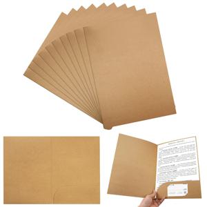 주머니가있는 10pcs 크래프트 종이 문서 홀더 사무실 학교 용품 편지지 용 두꺼운 A4 프리젠 테이션 폴더