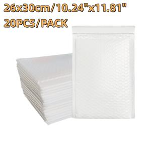 20개 26x30cm 초대형 흰색 폴리 버블 메일러 헤비 듀티 패딩 봉투 기록물 교과서 대형 포맷 배송용
