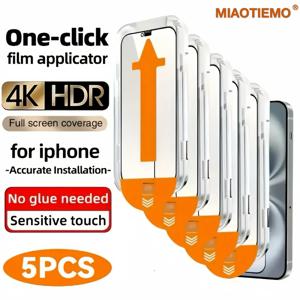 iPhone 16e 16 15 14 13 12 11 Pro Max XS XR 개인 정보 보호 화면 보호기 4K 고화질 강화 유리 방수 5개
