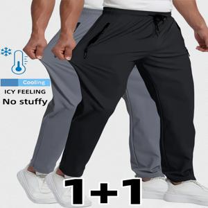 통기성 플러스 사이즈 남성 캐주얼 조거 팬츠 남성 트랙수트 바지 속건 스트레이트 밴딩 허리 한국 클래식 스포츠