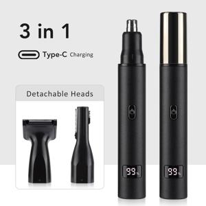 남성용 3in1 전기 귀 코털 트리머 USB 충전식 휴대용 코털 트리머 남녀 공용 귀 코 눈썹 얼굴 털 제거기