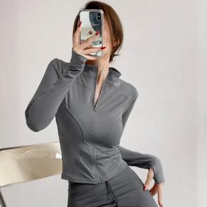 탄력 있는 스포츠 재킷, 런닝 탑, 여성용 긴 소매 속건성 요가복, 피트니스 의류, 가을 및 겨울 가디건