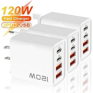 PD 120W 4포트 USB C 충전기 퀵 차지 3.0 타입 C USB 폰 충전기 고속 충전 어댑터 삼성 아이폰 샤오미 화웨이용
