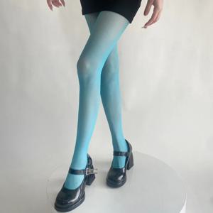 블루 그린 울트라 얇은 나일론 허벅지 높은 스타킹 팬티 스타킹 여성 섹시한 여성 스타킹 벨벳 섹시한 란제리 양말 바디 스타킹