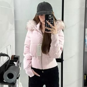 가을 겨울 퍼 칼라 후드 크롭 패딩 재킷 여성용 따뜻한 면 패딩 재킷 숏탑 방풍 코트 Y2K 하이웨이스트