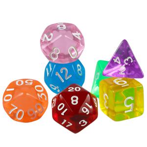 주사위 세트 DND RPG 주사위 키트 큐브 고품질 다양한 투명 색상 DND RPG Dados 보드 게임 액세서리에 대한 완벽한 마무리
