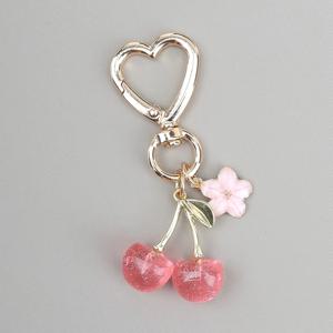 여성을 위한 체리 꽃 펜던트 키체인 귀여운 가방 장식 다기능 주얼리 자동차 키 액세서리 트렌디 참 키링