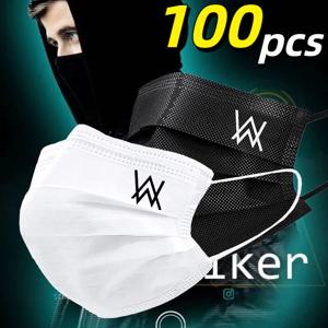 100개 연예인 스타일 마스크! 고품질 3D 흑백 일회용 마스크, 3중 레이어로 편안하고 통기성이 좋으며, 트렌디하고 세련된 디자인, 야외 활동, 가정, 출퇴근, 사무실, 학교, 남녀공용(비의료용)에 적합